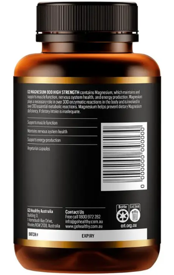 GO Healthy Magnesium 800 120 Vege Capsules