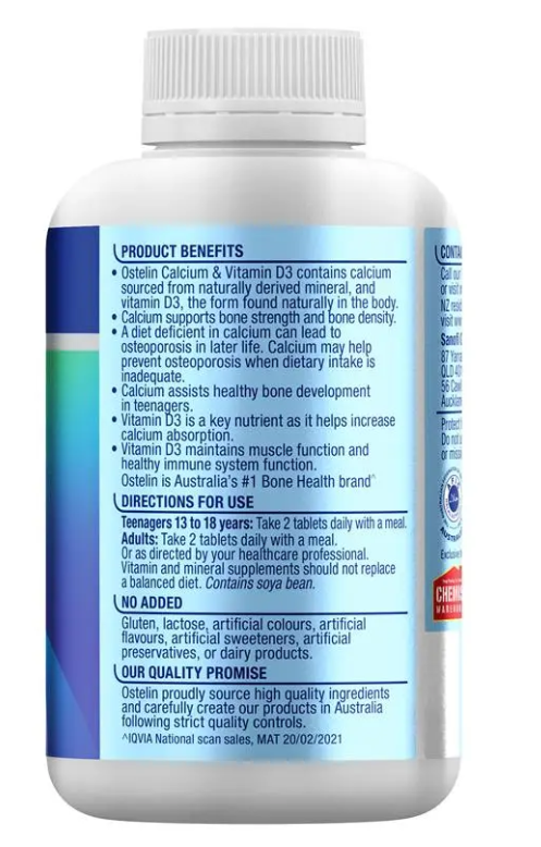Viên uống Ostelin Calcium & Vitamin D3 - Calcium & Vitamin D Exclusive Size 300 viên