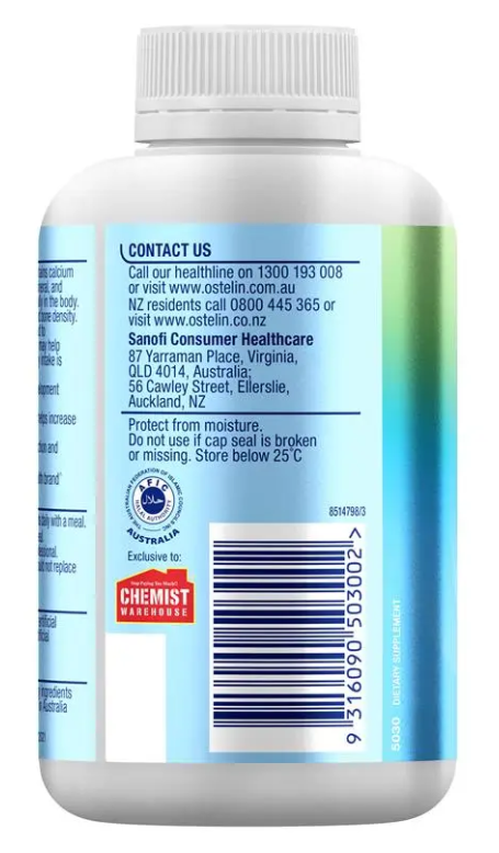 Viên uống Ostelin Calcium & Vitamin D3 - Calcium & Vitamin D Exclusive Size 300 viên
