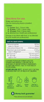 Brauer Kids Liquid Calcium with Magnesium & Zinc 200ml