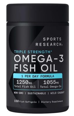 Sports Research Triple Strength Omega-3 Fish Oil 150 Fish Softgels