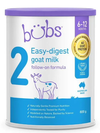Sữa bột Bubs Dê số 2 cho bé từ 6-12 tháng Bubs Goat Follow On Formula 800g