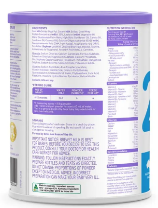 Sữa bột Bubs Dê số 2 cho bé từ 6-12 tháng Bubs Goat Follow On Formula 800g