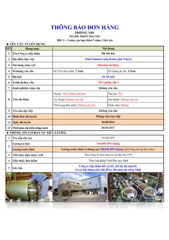 ĐƠN HÀNG MỚI CẦN 4 NAM HÀN BÁN TỰ ĐỘNG thi tuyển ngày 06/08/2026