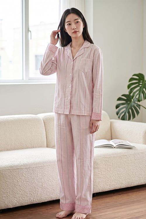  BKD01W6K02-BỘ DÀI KATE VỚI THIẾT KẾ CỔ PIJAMA ĐIỂM NHẤN VIỀN  NỔI BẬT MANG LẠI SỰ THANH LỊCH VÀ THOẢI MÁI KHI MẶC 