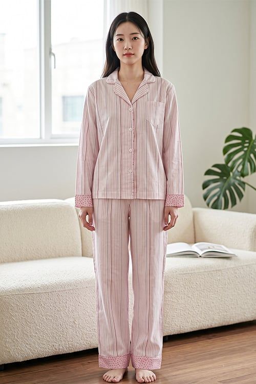  BKD01W6K02-BỘ DÀI KATE VỚI THIẾT KẾ CỔ PIJAMA ĐIỂM NHẤN VIỀN  NỔI BẬT MANG LẠI SỰ THANH LỊCH VÀ THOẢI MÁI KHI MẶC 