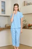  BKL02S5K27-BỘ KATE LỬNG VỚI THIẾT KẾ CỔ PIJAMA  ĐIỂM NHẤN REN NỔI BẬT MANG ĐẾN SỰ THOẢI MÁI VÀ THOÁNG MÁT. 