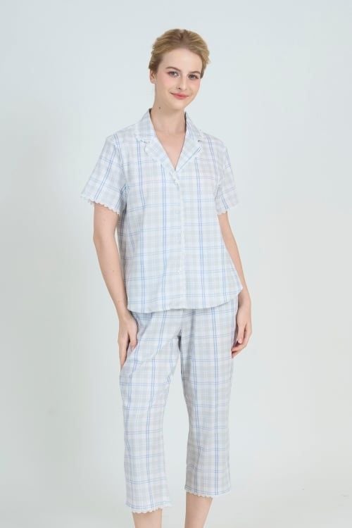  BKL02S5K32-BỘ KATE LỬNG CỔ PIJAMA VỚI ĐIỂM NHẤN REN NỔI BẬT MANG ĐẾN SỰ DUYÊN DÁNG VÀ THOẢI MÁI 