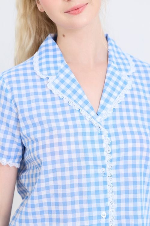  BKL02S5K34-BỘ KATE LỬNG CỔ PIJAMA VỚI ĐIỂM NHẤN REN NỔI BẬT MANG ĐẾN SỰ DUYÊN DÁNG VÀ THOẢI MÁI 