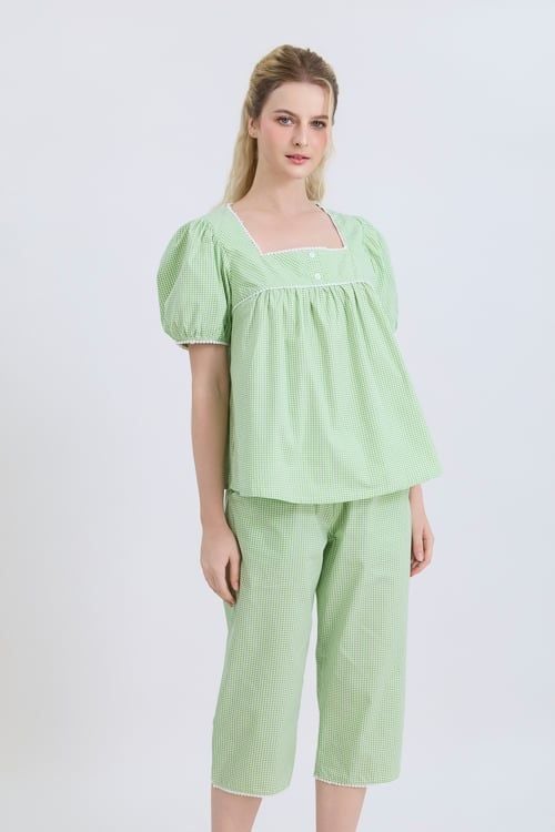  BKL09W5K02-BỘ KATE LỬNG CỔ PIJAMA VỚI ĐIỂM NHẤN REN NỔI BẬT MANG ĐẾN SỰ DUYÊN DÁNG VÀ THOẢI MÁI 