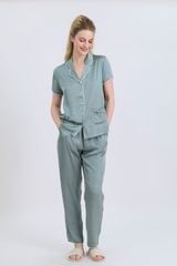 BSD01S5S24-BỘ DÀI  SATIN CỔ PIJAMA VỚI CHẤT LIỆU MỀM MỊN, MÁT MẺ MANG LẠI CẢM GIÁC THOẢI MÁI VÀ SANG TRỌNG KHI MẶC.