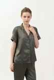  BSD01W5S05-BỘ SATIN DÀI THIẾT KẾ CỔ PIJAMA ĐƠN GIẢN  TẠO CẢM GIÁC TINH TẾ VÀ THANH LỊCH 