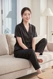  BSD01W5S06-BỘ SATIN DÀI THIẾT KẾ CỔ PIJAMA ĐƠN GIẢN  TẠO CẢM GIÁC TINH TẾ VÀ THANH LỊCH 
