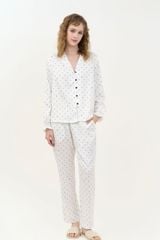 BSD02W5S06-BỘ SATIN DÀI VỚI THIẾT KẾ CỔ PIJAMA  TAY PHỒNG MANG LẠI SỰ DUYÊN DÁNG VÀ THOẢI MÁI