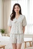  BSK01S6K12-BỘ SHORT KATE VỚI THIẾT KẾ CỔ LÁ SEN PHỐI BÈO TINH TẾ MANG  ĐẾN SỰ DUYÊN DÁNG VÀ TRẺ TRUNG,TẠO CẢM GIÁC THOẢI MÁI KHI MẶC 