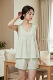  BSK02S5K27-BỘ SHORT TOLE CỔ V VỚI ĐIỂM NHẤN RODE NỔI BẬT MANG ĐẾN CẢM GIÁC TƯƠI MỚI VÀ NGỌT NGÀO. 