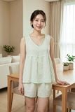  BSK02S5K27-BỘ SHORT TOLE CỔ V VỚI ĐIỂM NHẤN RODE NỔI BẬT MANG ĐẾN CẢM GIÁC TƯƠI MỚI VÀ NGỌT NGÀO. 