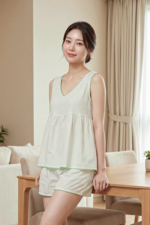  BSK02S5K27-BỘ SHORT TOLE CỔ V VỚI ĐIỂM NHẤN RODE NỔI BẬT MANG ĐẾN CẢM GIÁC TƯƠI MỚI VÀ NGỌT NGÀO. 
