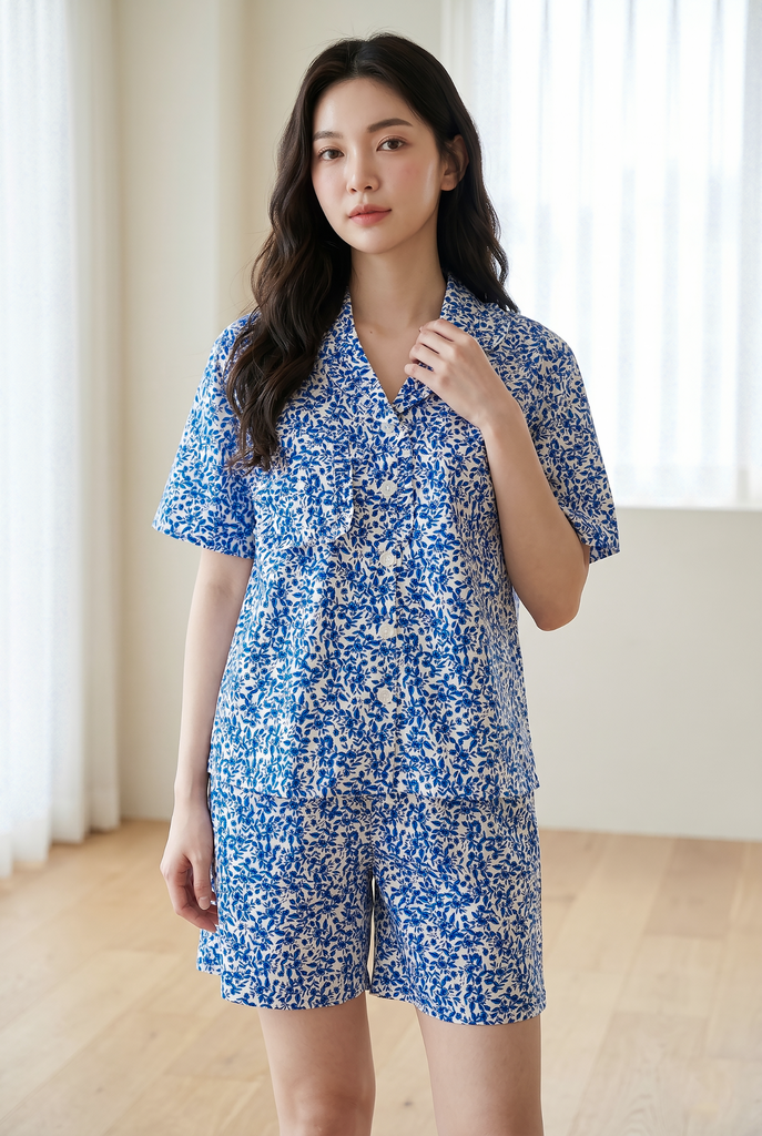  BSK02W5K09-BỘ SHORT KATE VỚI THIẾT KẾ CỔ PIJAMA PHỐI BÈO TINH TẾ MANG  ĐẾN SỰ TRẺ TRUNG  VÀ NĂNG ĐỘNG TẠO CẢM GIÁC THOẢI MÁI KHI MẶC 