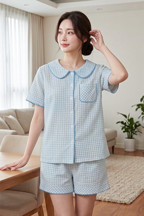  BSK03W5K26-BỘ SHORT KATE THIẾT KẾ CỔ LÁ SEN VỚI ĐIỂM NHẤN RODE NỔI BẬT TẠO CẢM GIÁC THOẢI MÁI VÀ TRẺ TRUNG. 