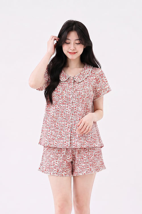 BSK03W5K27-BỘ SHORT KATE THIẾT KẾ CỔ LÁ SEN VỚI ĐIỂM NHẤN RODE NỔI BẬT TẠO CẢM GIÁC THOẢI MÁI VÀ TRẺ TRUNG.
