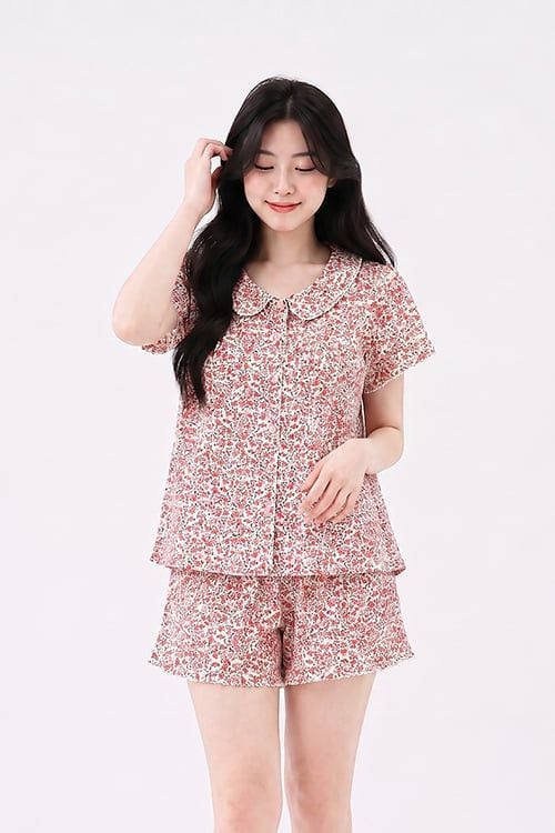  BSK03W5K27-BỘ SHORT KATE THIẾT KẾ CỔ LÁ SEN VỚI ĐIỂM NHẤN RODE NỔI BẬT TẠO CẢM GIÁC THOẢI MÁI VÀ TRẺ TRUNG. 