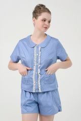BSK080W42-BỘ SHORT KATE VỚI THIẾT KẾ CỔ LÁ SEN ĐIỂM NHẤN BÈO REN NỔI BẬT MANG LẠI SỰ NỮ TÍNH, TRẺ TRUNG VÀ THOẢI MÁI KHI MẶC  NHÀ