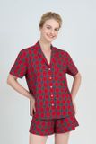  BSK08W5K01-BỘ SHORT KATE VỚI THIẾT KẾ CỔ PIJAMA KẾT HỢP HỌA TIẾT CARO ĐỎ MANG  ĐẾN SỰ TRẺ TRUNG  VÀ NĂNG ĐỘNG RẤT PHÙ HỢP ĐỂ DIỆN TRONG DỊP TẾT 