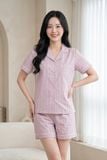  BSK10S6K02-BỘ SHORT KATE VỚI THIẾT KẾ CỔ PIJAMA ĐIỂM NHẤN VIỀN NỔI BẬT MANG ĐẾN SỰ TRẺ TRUNG, NĂNG ĐỘNG VÀ TẠO CẢM GIÁC THOẢI MÁI KHI MẶC 