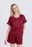 BSS01W5S04-BỘ SHORT SATIN VỚI THIẾT KẾ CỔ SEN PHỐI BÈO NHẸ NHÀNG, THOẢI MÁI SẮC ĐỎ RẠNG RỠ DIỆN TẾT CỰC XINH   " 