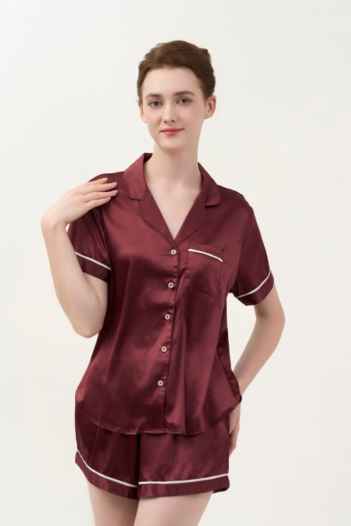 BSS02S5S55-BỘ SHORT SATIN VỚI THIẾT KẾ CỔ PIJAMA MANG PHONG CÁCH NHẸ NHÀNG VÀ THOẢI MÁI KHI MẶC