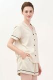  BSS02S5S57-BỘ SHORT SATIN VỚI THIẾT KẾ CỔ PIJAMA MANG PHONG CÁCH NHẸ NHÀNG VÀ THOẢI MÁI KHI MẶC 