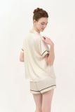  BSS02S5S57-BỘ SHORT SATIN VỚI THIẾT KẾ CỔ PIJAMA MANG PHONG CÁCH NHẸ NHÀNG VÀ THOẢI MÁI KHI MẶC 
