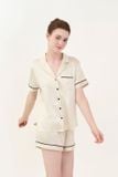  BSS02S5S57-BỘ SHORT SATIN VỚI THIẾT KẾ CỔ PIJAMA MANG PHONG CÁCH NHẸ NHÀNG VÀ THOẢI MÁI KHI MẶC 