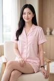  BSS02S5S68-BỘ SHORT SATIN VỚI THIẾT KẾ CỔ PIJAMA MANG PHONG CÁCH NHẸ NHÀNG VÀ THOẢI MÁI KHI MẶC 