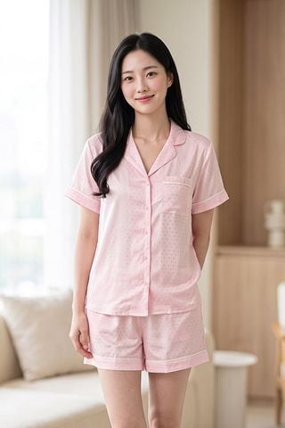  BSS02S5S68-BỘ SHORT SATIN VỚI THIẾT KẾ CỔ PIJAMA MANG PHONG CÁCH NHẸ NHÀNG VÀ THOẢI MÁI KHI MẶC 