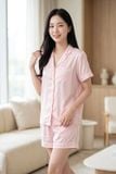  BSS02S5S68-BỘ SHORT SATIN VỚI THIẾT KẾ CỔ PIJAMA MANG PHONG CÁCH NHẸ NHÀNG VÀ THOẢI MÁI KHI MẶC 