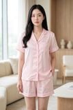  BSS02S5S68-BỘ SHORT SATIN VỚI THIẾT KẾ CỔ PIJAMA MANG PHONG CÁCH NHẸ NHÀNG VÀ THOẢI MÁI KHI MẶC 