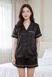  BSS02S5S69-BỘ SHORT SATIN VỚI THIẾT KẾ CỔ PIJAMA MANG PHONG CÁCH NHẸ NHÀNG VÀ THOẢI MÁI KHI MẶC 