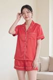  BSS081S41-BỘ SHORT SATIN CAO CẤP CỔ PIJAMA VỚI MÀU SẮC ĐỎ MANG NÉT SANG TRỌNG VÀ NỔI BẬT CHO MÙA TẾT 