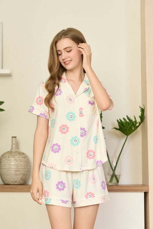  BST01W5T02-BỘ SHORT THUN PIJAMA THIẾT KẾ TỪ CHẤT LIỆU THUN CO GIÃN, MỀM MẠI MANG LẠI SỰ NĂNG ĐỘNG VÀ THOẢI MÁI 
