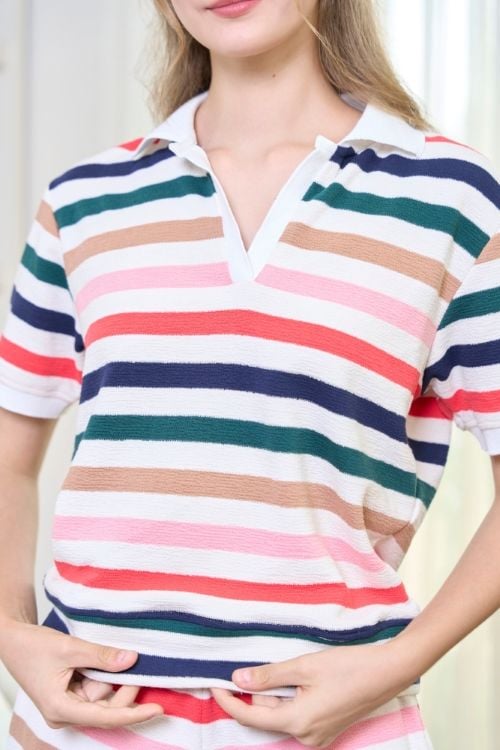  BST02S5T02-BỘ SHORT THUN VỚI THIẾT KẾ CỔ BẺ MANG PHONG CÁCH NĂNG ĐỘNG, TRẺ TRUNG  VÀ THOẢI MÁI . 