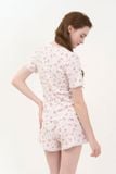  BST05W5T01-BỘ SHORT THUN VỚI THIẾT KẾ CỔ TIM PHỐI REN NỔI BẬT MANG  PHONG CÁCH TRẺ TRUNG VÀ THOÁNG MÁT. 