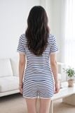  BST05W5T04-BỘ SHORT THUN VỚI THIẾT KẾ CỔ TIM PHỐI REN NỔI BẬT MANG  PHONG CÁCH TRẺ TRUNG VÀ THOÁNG MÁT. 