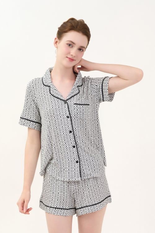 BST060W42-BỘ SHORT THUN PIJAMA THIẾT KẾ TỪ CHẤT LIỆU THUN CO GIÃN, MỀM MẠI MANG LẠI SỰ THOẢI MÁI CHO MÙA HÈ