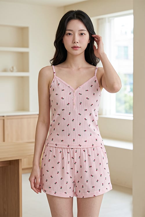 BST06W5T05-BỘ SHORT THUN VỚI THIẾT KẾ 2 DÂY MANG  PHONG CÁCH TRẺ TRUNG VÀ THOÁNG MÁT.
