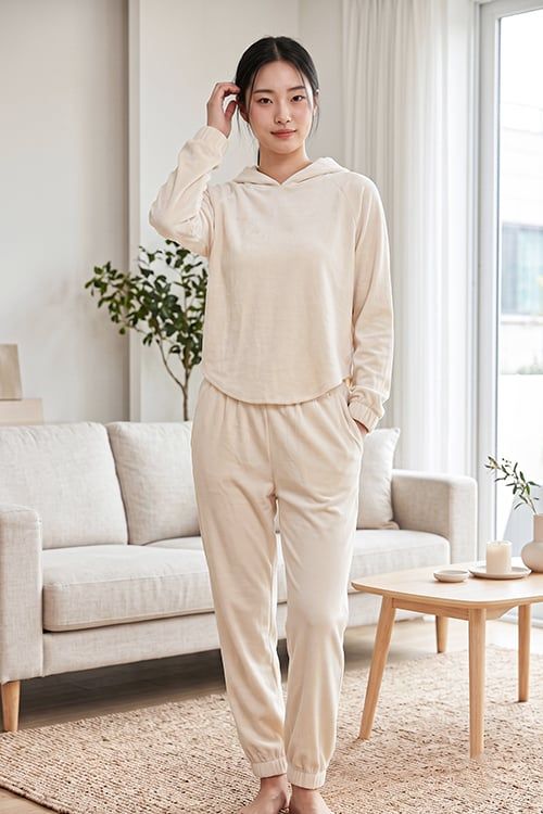  BTD120W41-BỘ HOODIE DÀI TAY, ÁO CÓ NÓN, CHẤT LIỆU NHUNG ẤM ÁP CHO MÙA THU ĐÔNG 