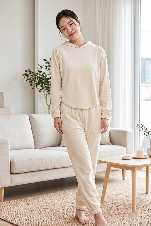  BTD120W41-BỘ HOODIE DÀI TAY, ÁO CÓ NÓN, CHẤT LIỆU NHUNG ẤM ÁP CHO MÙA THU ĐÔNG 