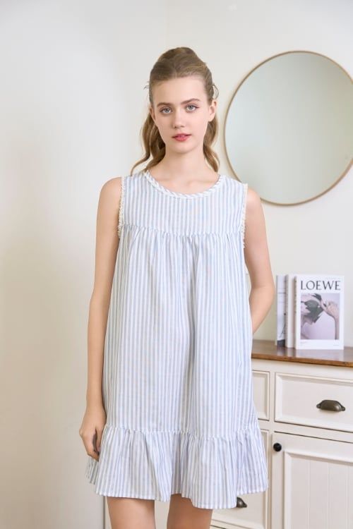  DDK02S5K09-ĐẦM KATE VỚI THIẾT KẾ CỔ TRÒN ĐIỂM NHẤN REN NỔI BẬT MANG LẠI SỰ TRẺ TRUNG VÀ THOẢI MÁI KHI MẶC 