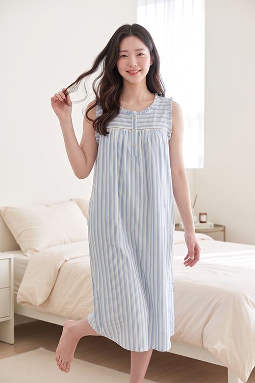  DDK03W5K04-ĐẦM KATE DÀI THIẾT KẾ CỔ TRÒN VỚI ĐIỂM NHẤN BÈO NỔI BẬT MANG ĐẾN TRẺ TRUNG VÀ DUYÊN DÁNG 